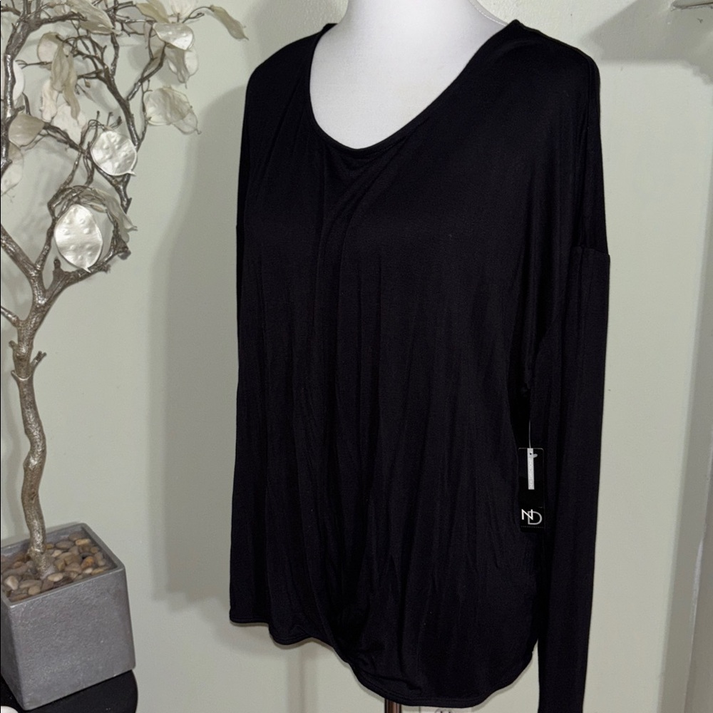 New Directions Black Long Sleeve Top - Picture 3 of 5